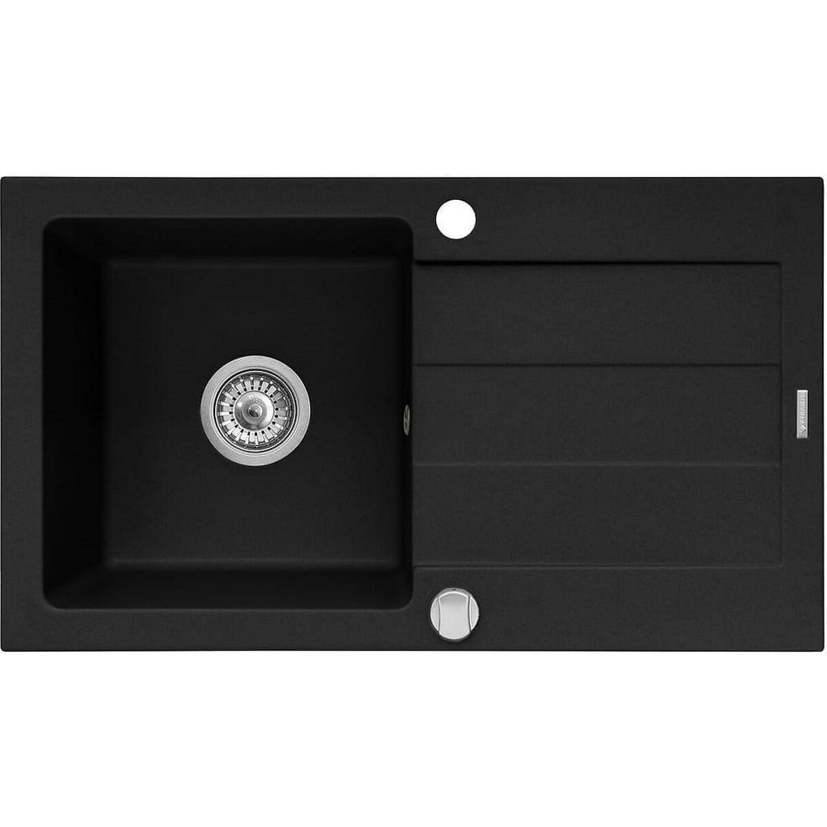 Fregadero de Un Seno Pyramis Sparta Plus Negro 78 x 48 cm