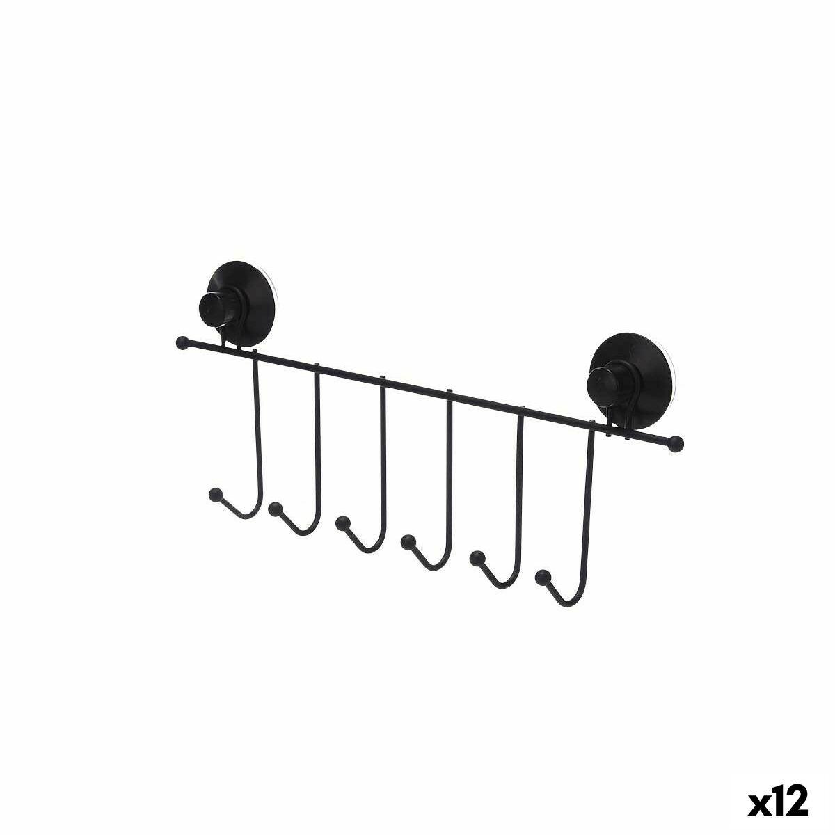 Perchero para Puertas Berilo CN-W6753-4P Negro Acero ABS 39 x 16 x 4,9 cm (12 Unidades)