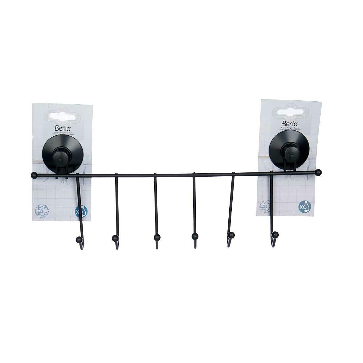 Perchero para Puertas Berilo CN-W6753-4P Negro Acero ABS 39 x 16 x 4,9 cm (12 Unidades)