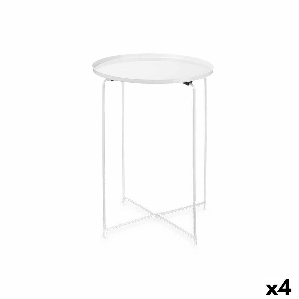 Mesita Auxiliar Blanco Metal 35 x 50,5 x 35 cm Redonda (4 Unidades)
