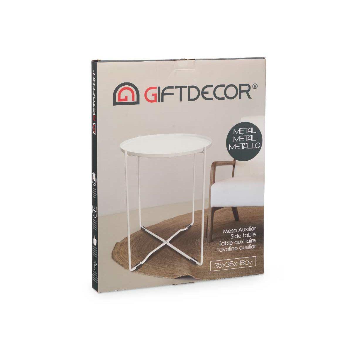 Mesita Auxiliar Blanco Metal 35 x 50,5 x 35 cm Redonda (4 Unidades)
