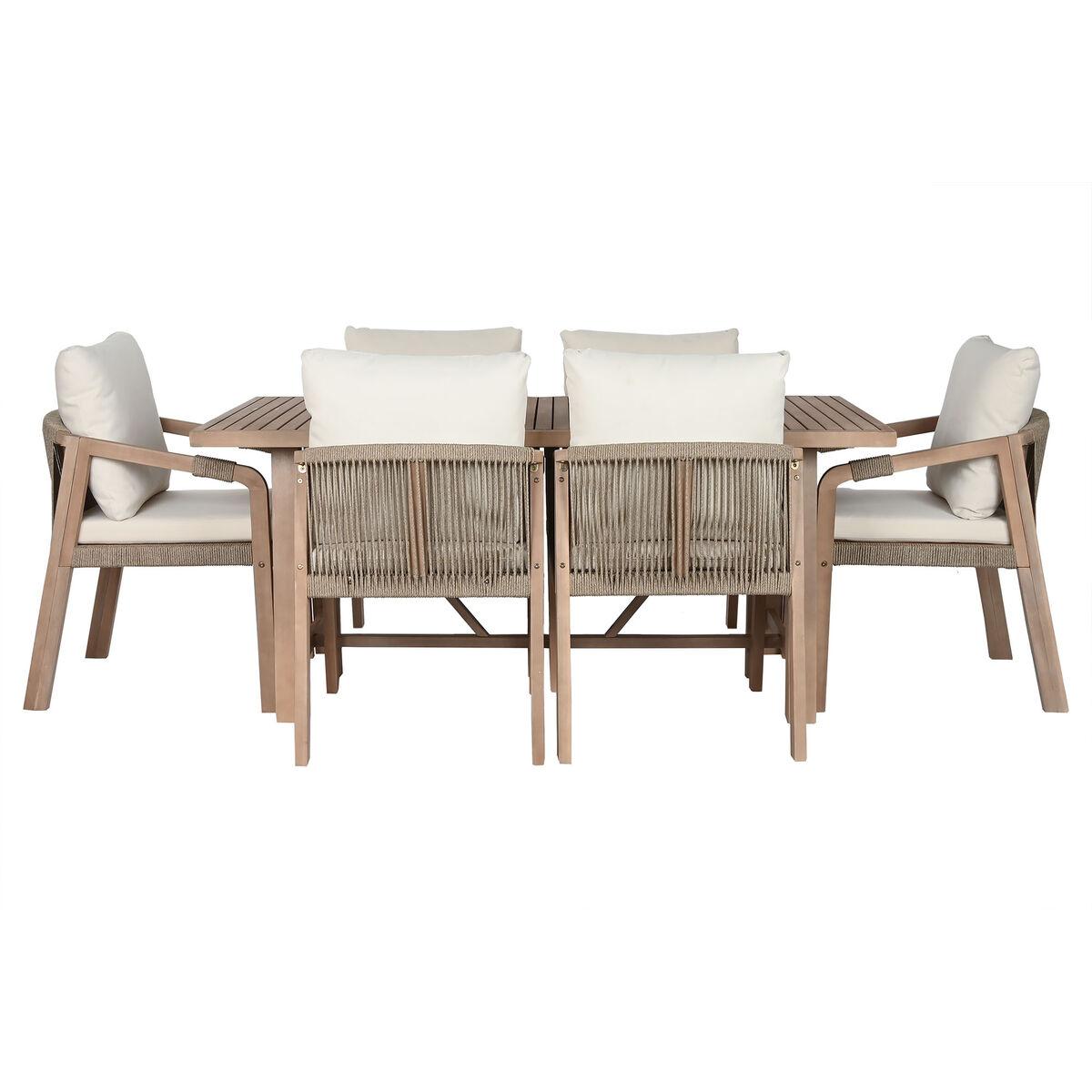 Conjunto de Mesa con 6 Sillas Home ESPRIT Marrón Beige Madera de acacia 170 x 90 x 75 cm