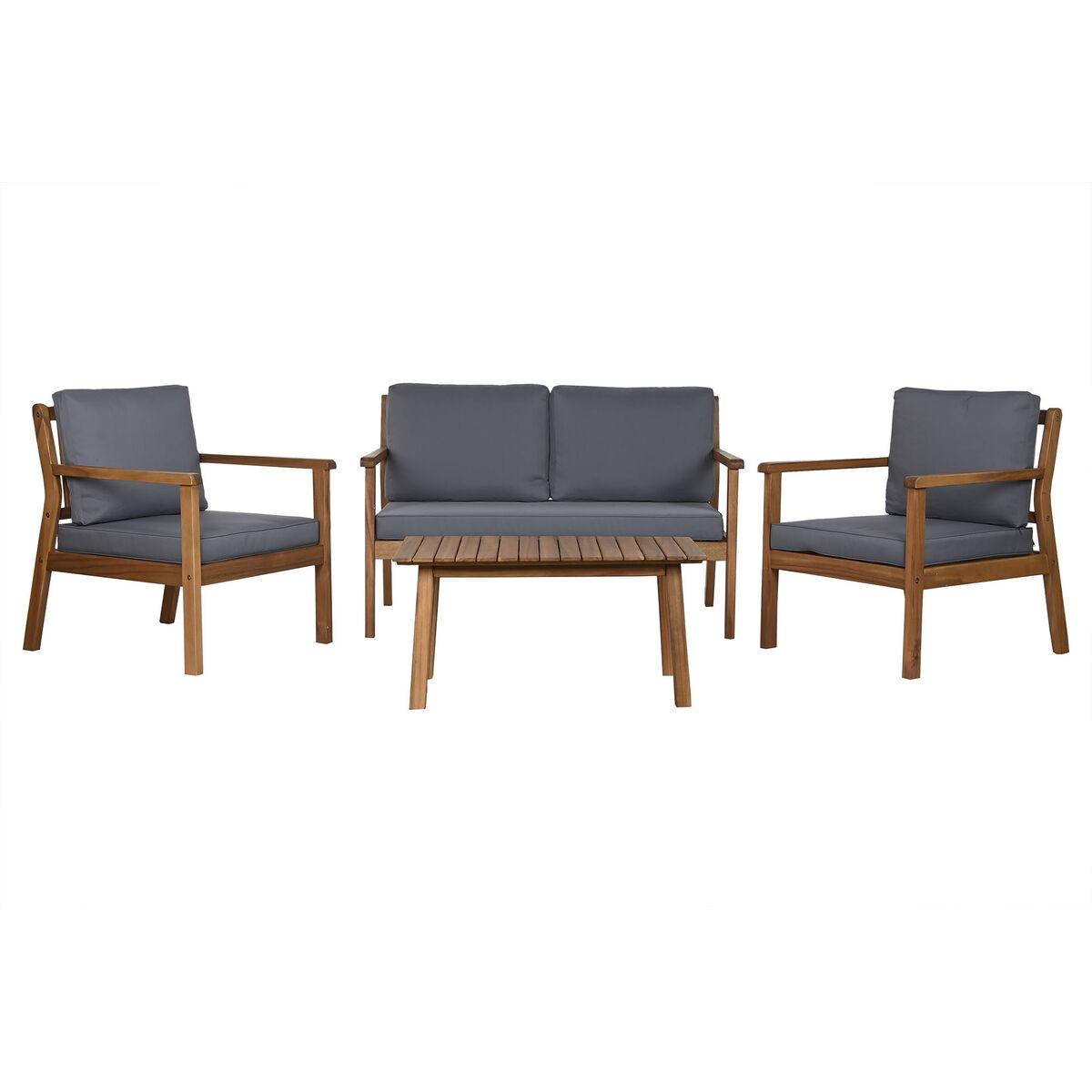 Conjunto de Mesa con 3 Sillones Home ESPRIT Marrón Gris Acacia 120 x 72 x 75 cm