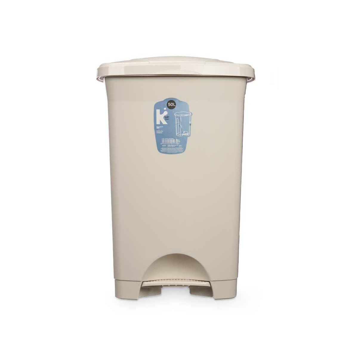 Papelera con Pedal Beige Plástico 50 L (3 Unidades)