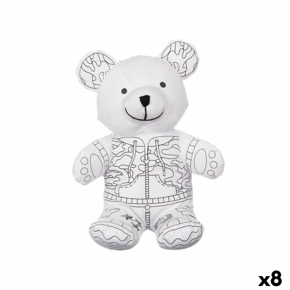 Peluche para Colorear Pincello ST339 Blanco Negro Tela 17 x 21 x 12 cm Oso (8 Unidades)