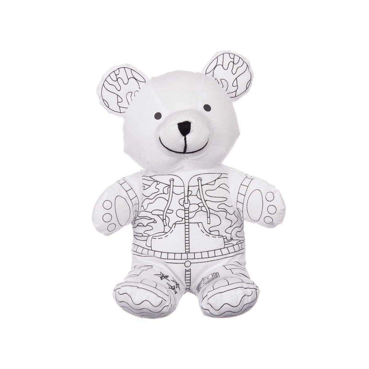 Peluche para Colorear Pincello ST339 Blanco Negro Tela 17 x 21 x 12 cm Oso (8 Unidades)