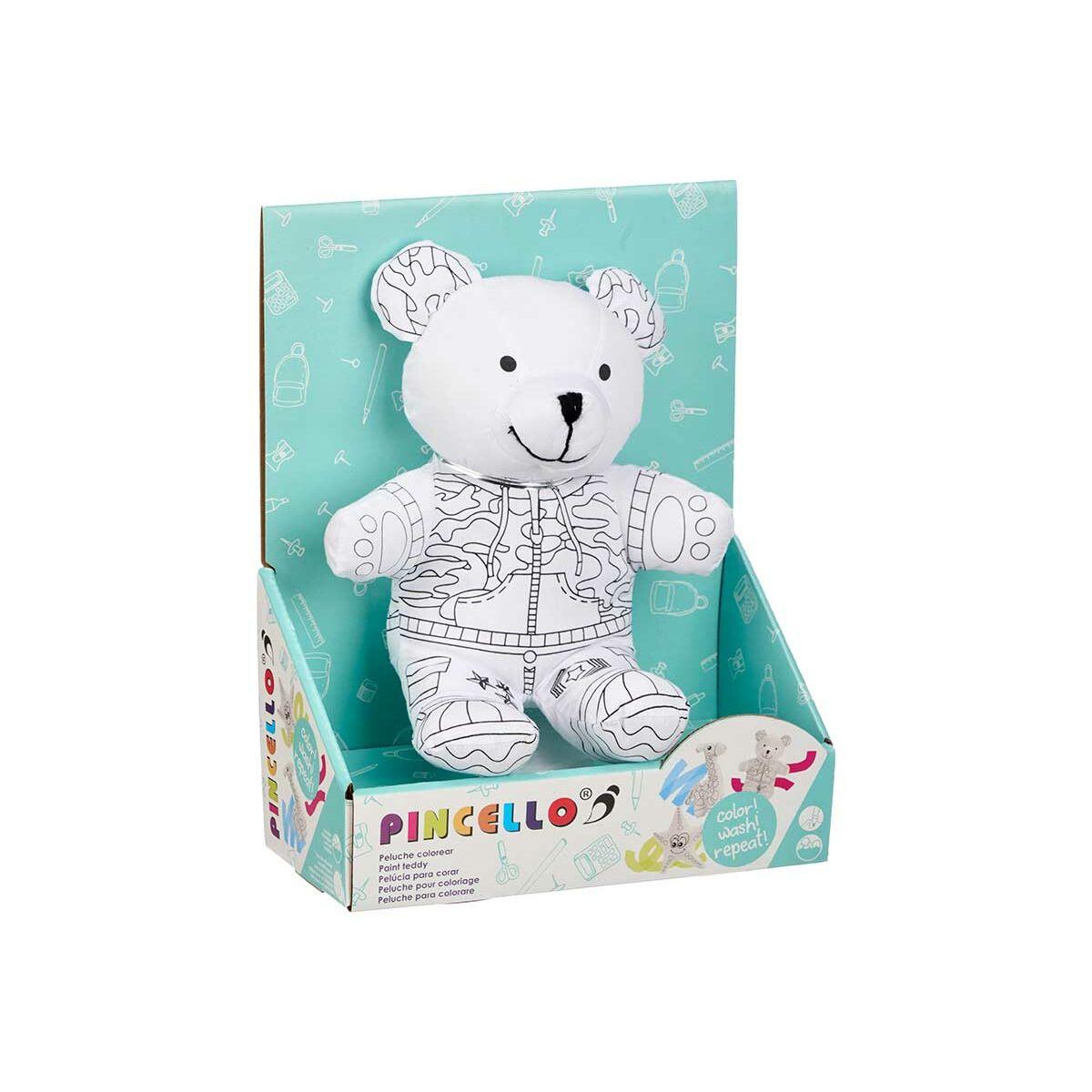 Peluche para Colorear Pincello ST339 Blanco Negro Tela 17 x 21 x 12 cm Oso (8 Unidades)