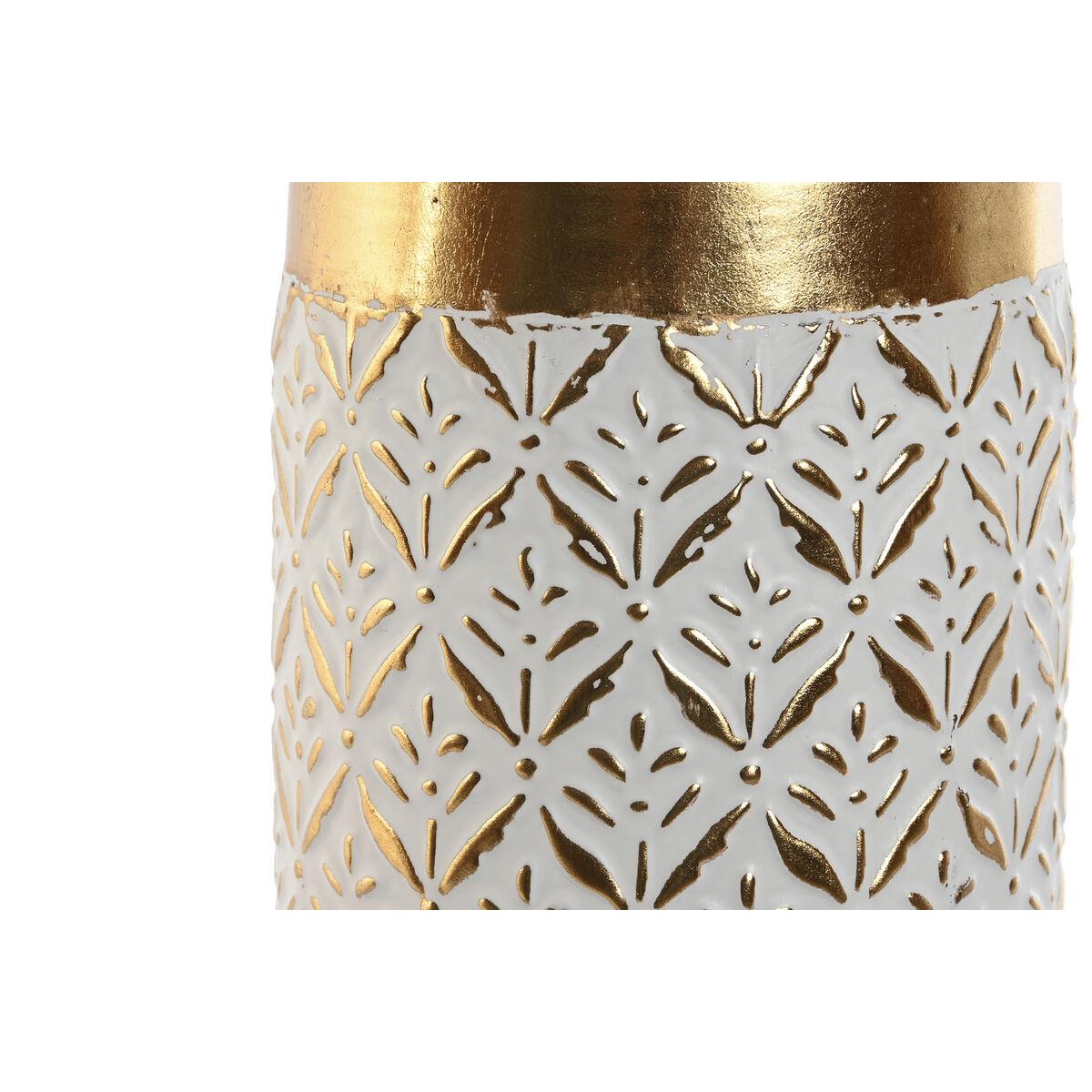 Jarrón Home ESPRIT Blanco Dorado Metal 14 x 14 x 63 cm