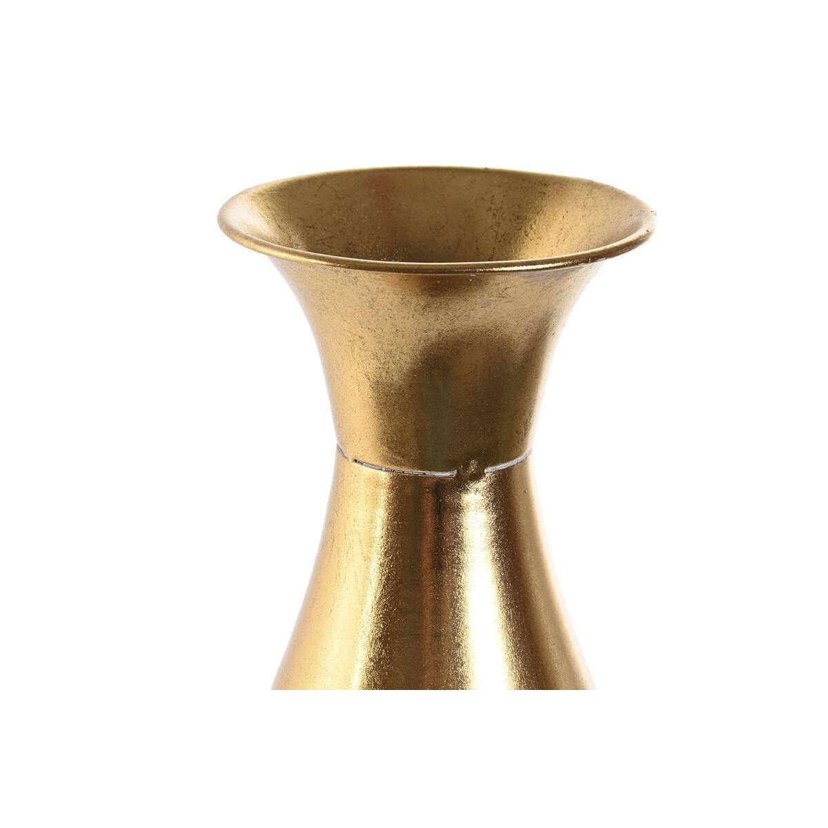 Jarrón Home ESPRIT Blanco Dorado Metal 14 x 14 x 63 cm