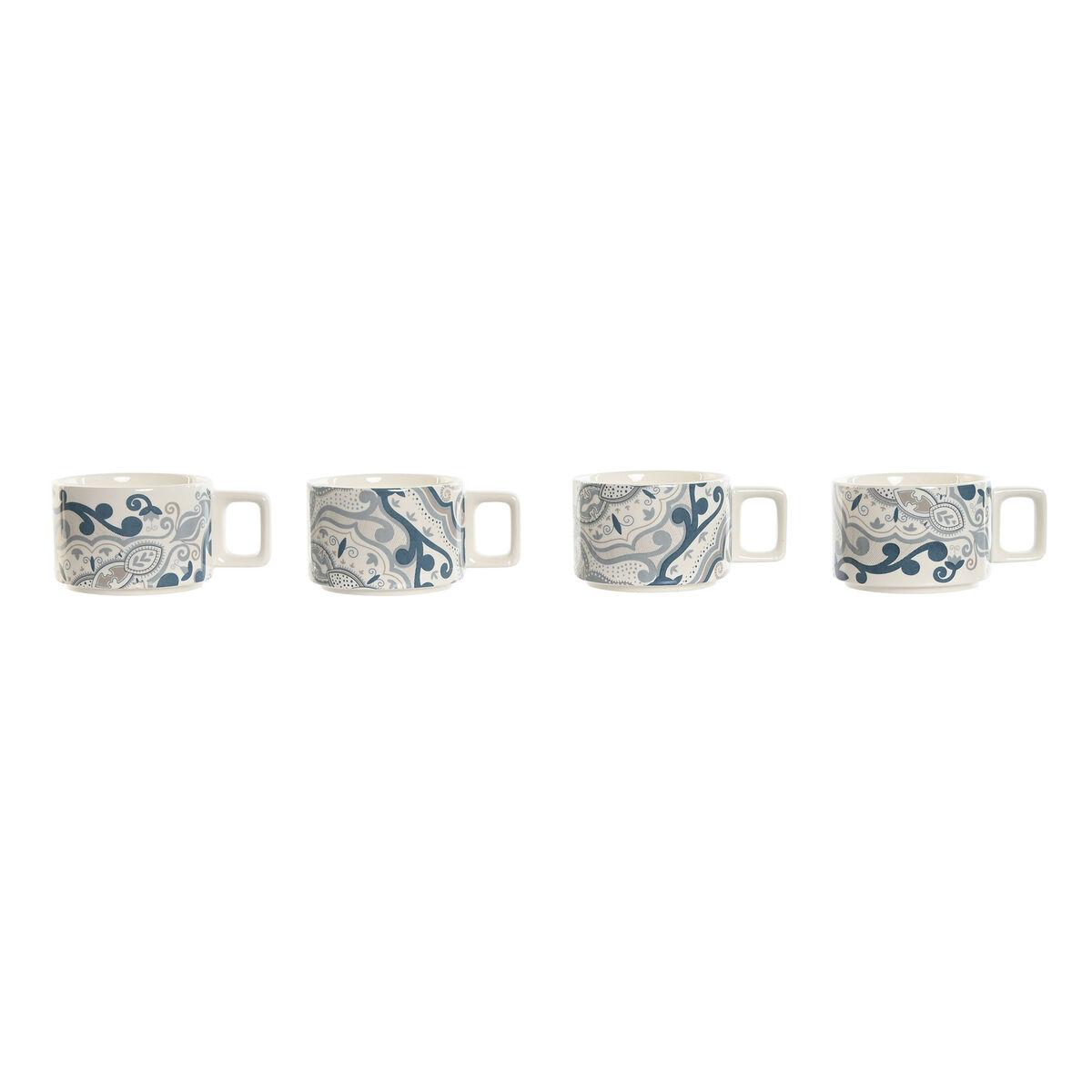 Juego de Tazas de Café Home ESPRIT Beige Gris Rosa Lila Metal Bambú Dolomita 260 ml