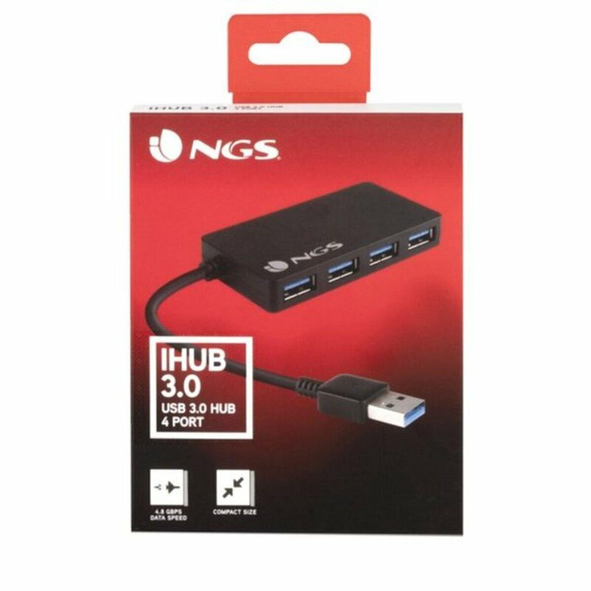 Hub USB NGS iHub 3.0 Negro 480 Mbps