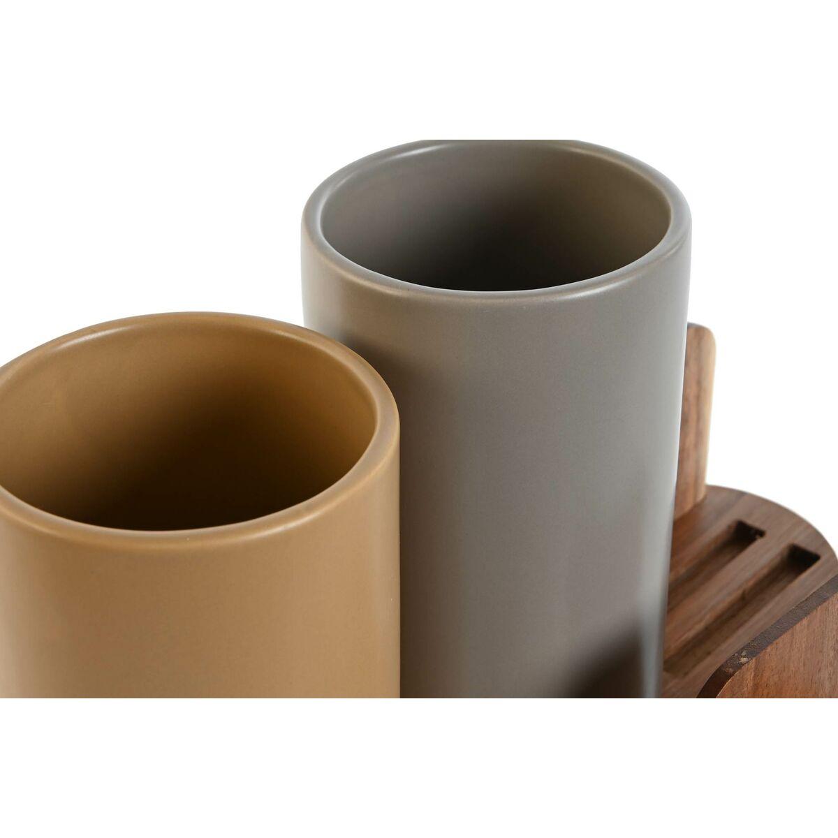 Bote para Utensilios de Cocina Home ESPRIT Acacia Dolomita 20 x 9,5 x 18,5 cm (2 Unidades)