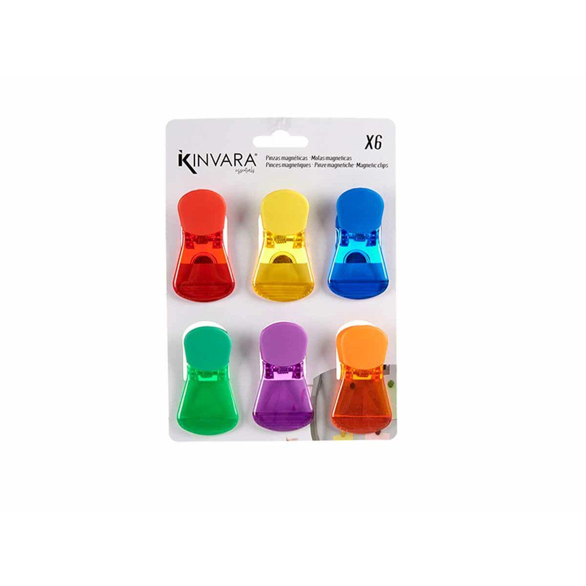 Pinzas Cierrabolsas Kinvara CK60429 Multicolor Plástico Magnético 6 Piezas (12 Unidades)