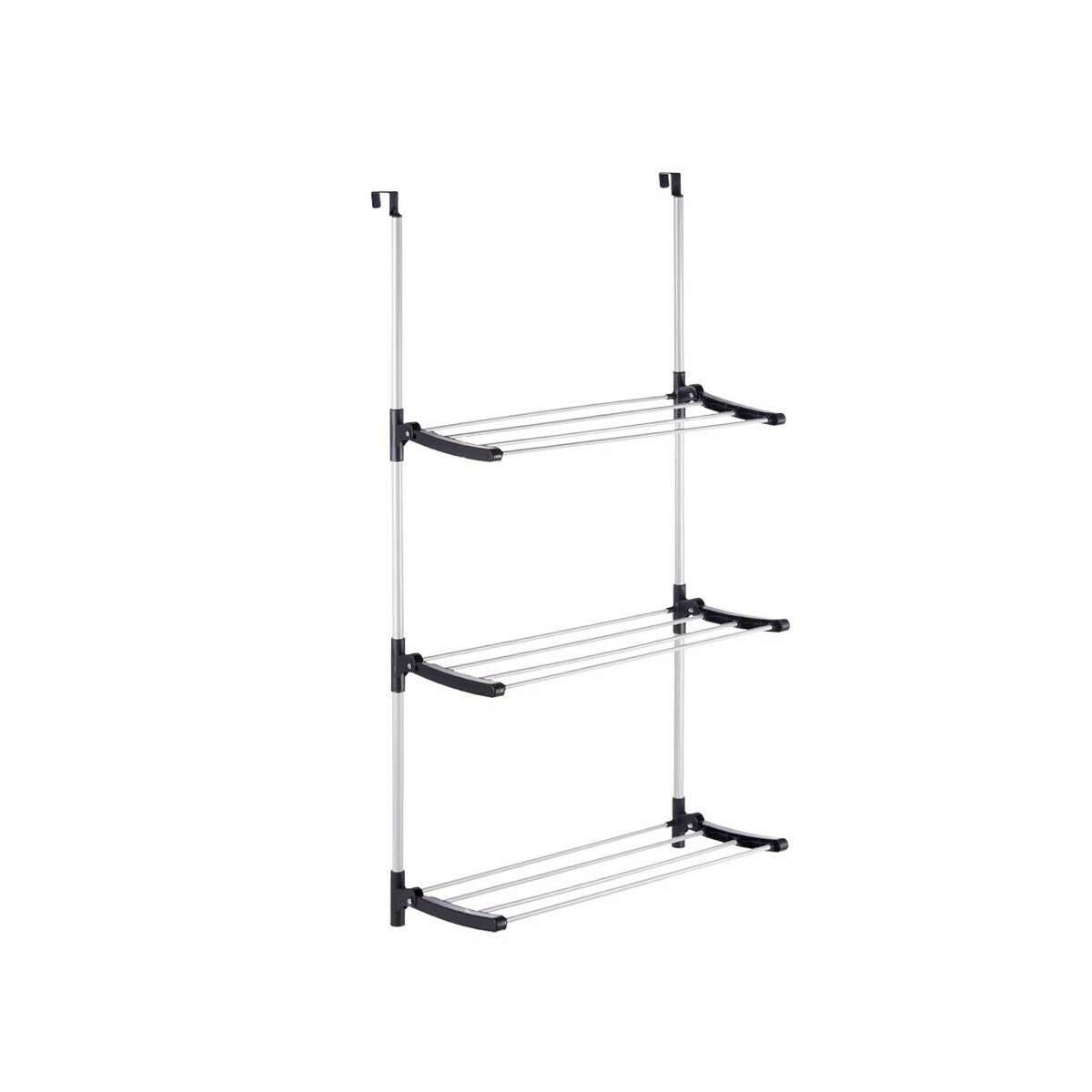 Tendedero Plegable Kipit 17018 Negro Plateado Metal Plástico 65,5 x 29 x 129 cm Puertas (12 Unidades)