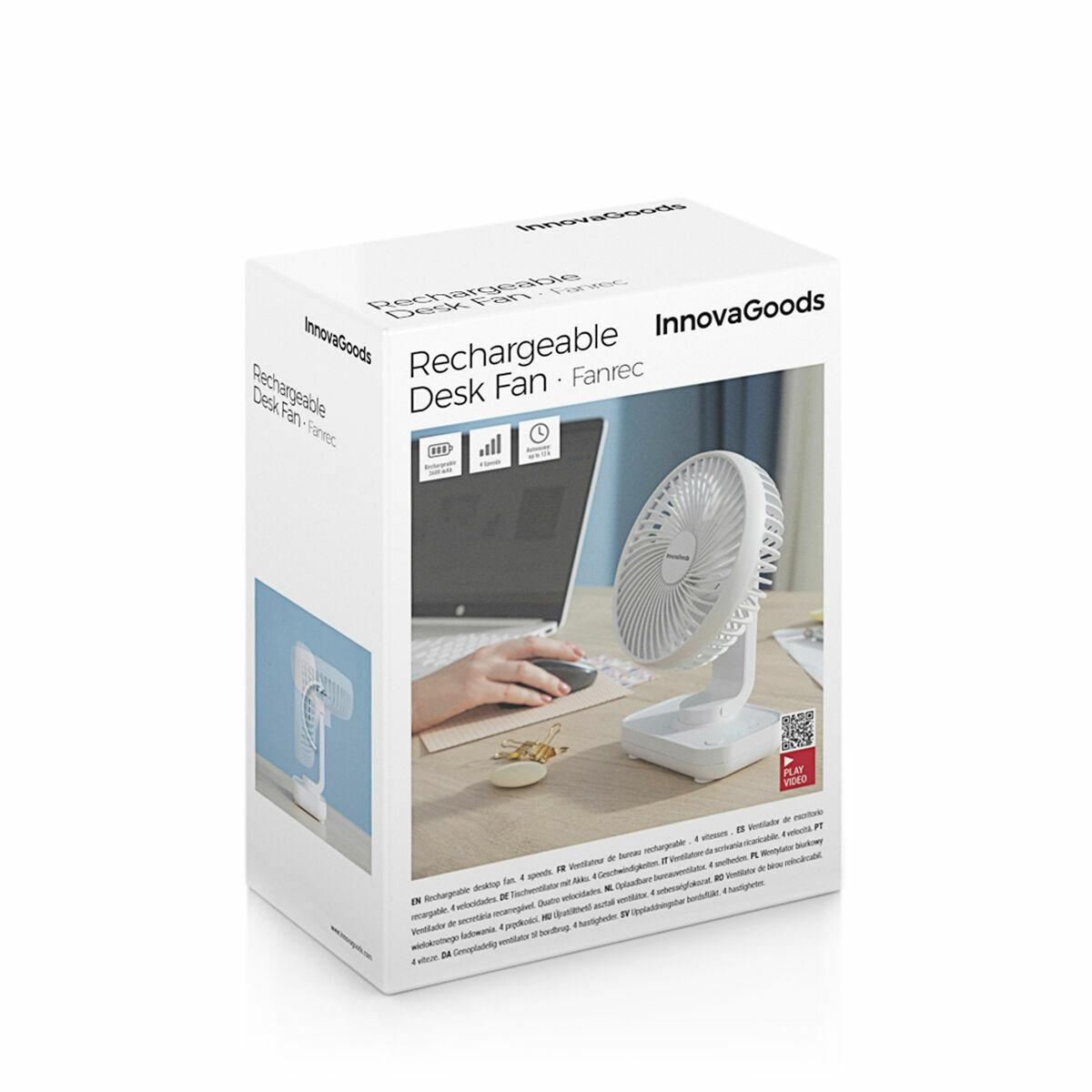 Ventilador de Escritorio Recargable Fanrec InnovaGoods Ø5,4 3600 mAh / 13,3 W