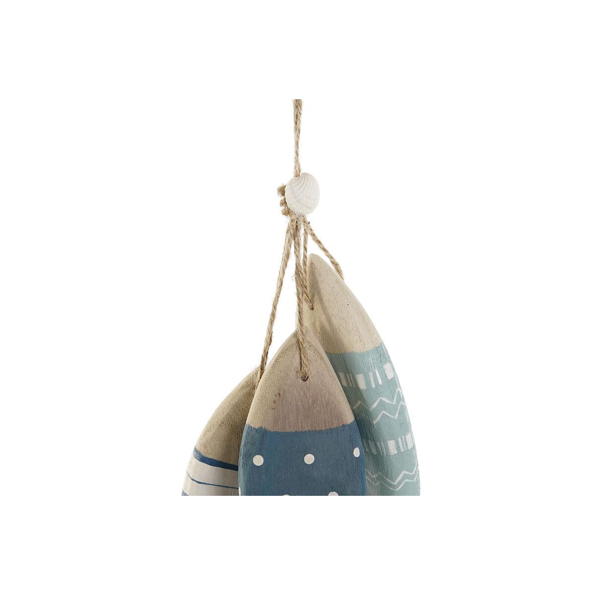 Decoración Colgante Home ESPRIT Azul Blanco Natural Peces 5 x 5 x 20 cm (2 Unidades)