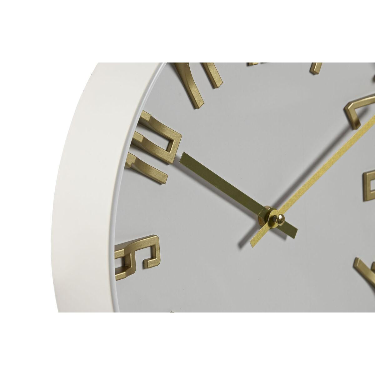 Reloj de Pared Home ESPRIT Blanco Dorado Plateado PVC 30 x 4 x 30 cm (2 Unidades)