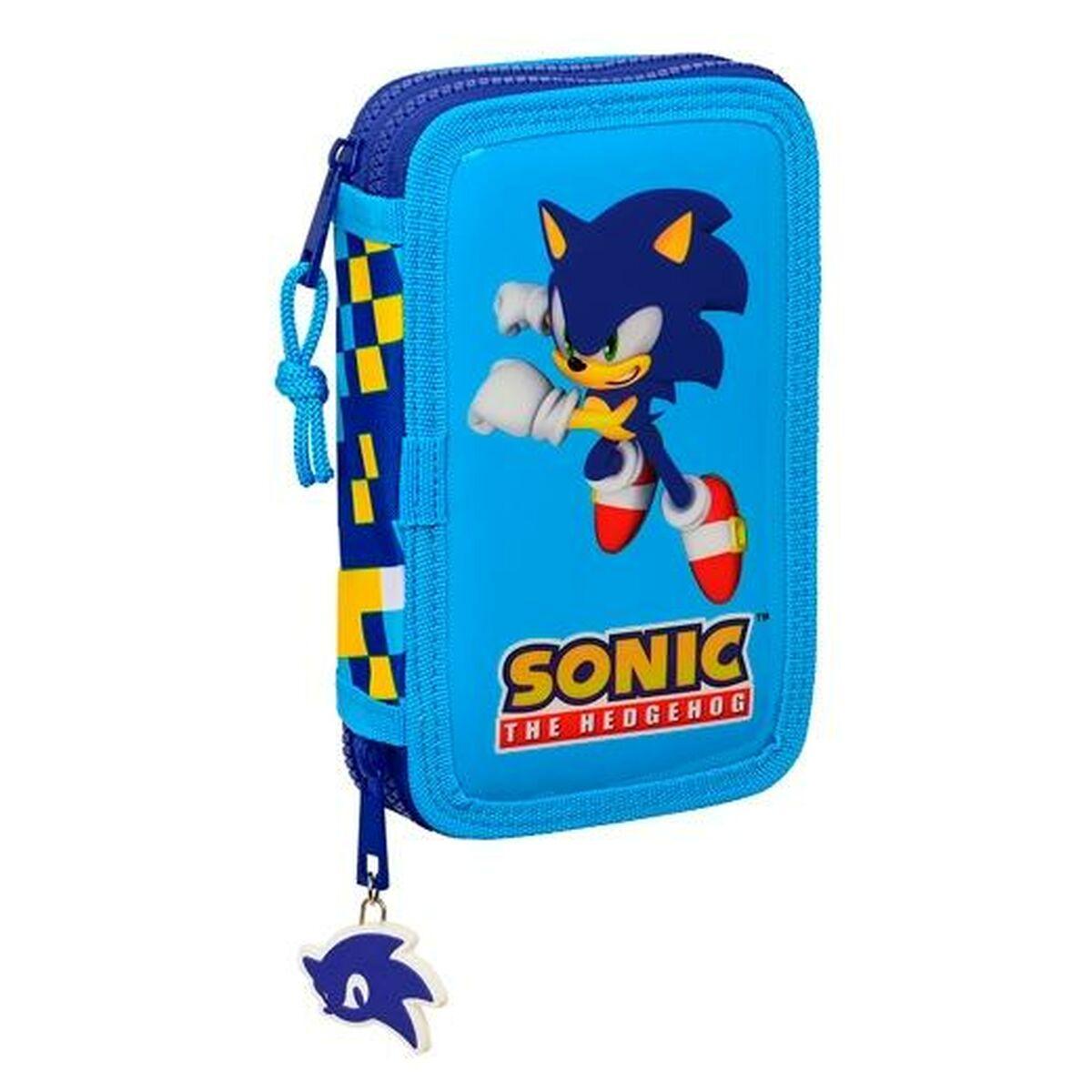 Plumier Doble Sonic Speed Multicolor 28 piezas 12,5 x 4 x 19,5 cm