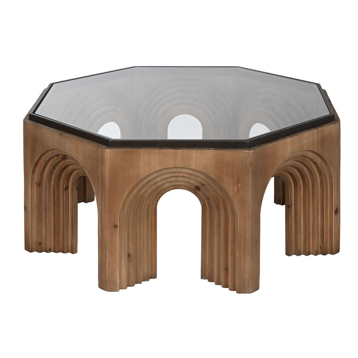 Mesa de Centro Home ESPRIT Cristal Madera de abeto 99 x 99 x 46 cm