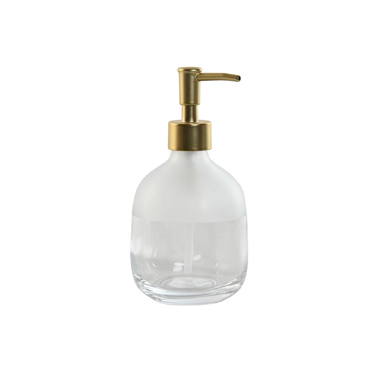 Dispensador de Jabón Home ESPRIT Transparente Dorado Aluminio Cristal ABS 10 x 10 x 18 cm