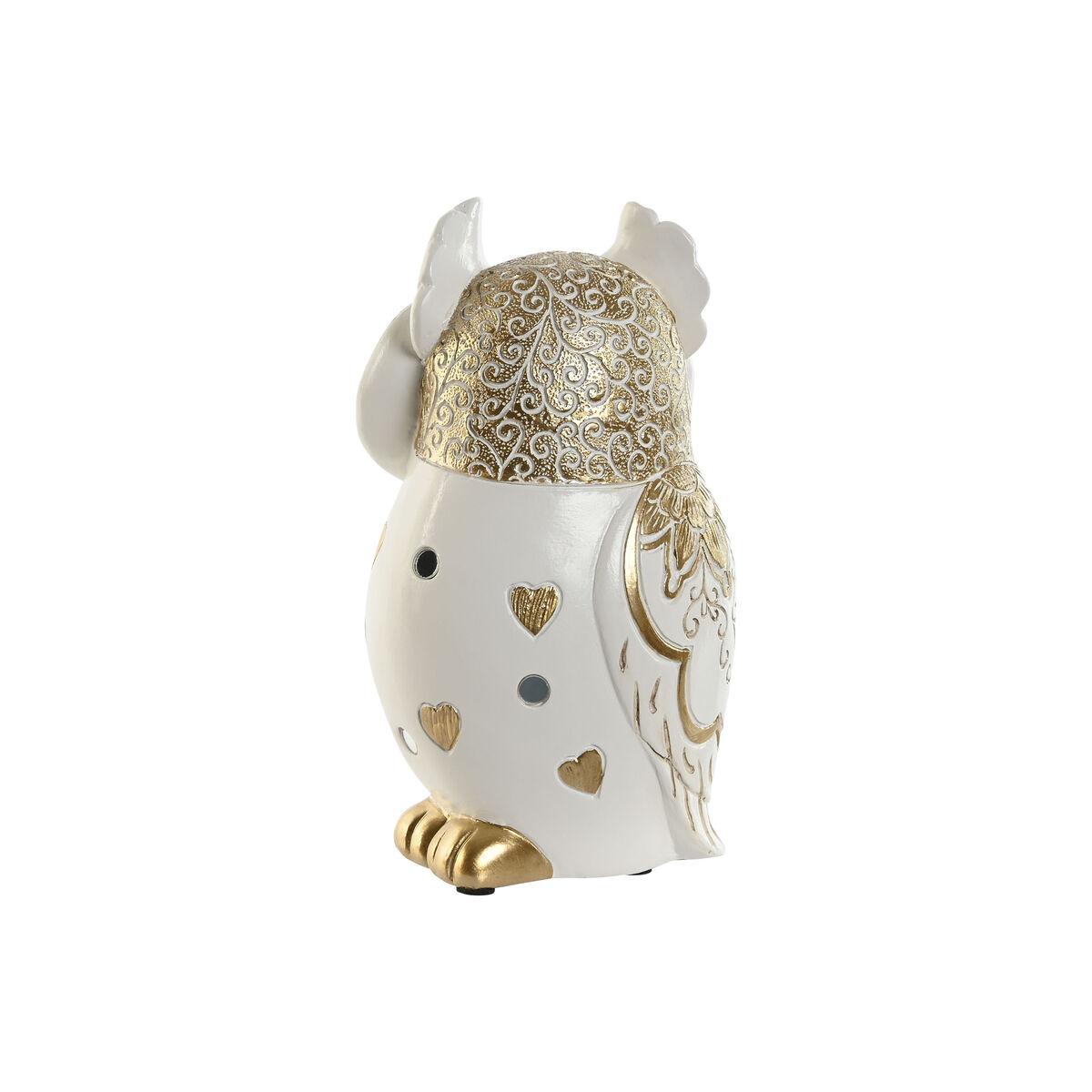 Figura Decorativa Home ESPRIT Blanco Dorado Búho Romántico 10 x 8 x 18 cm