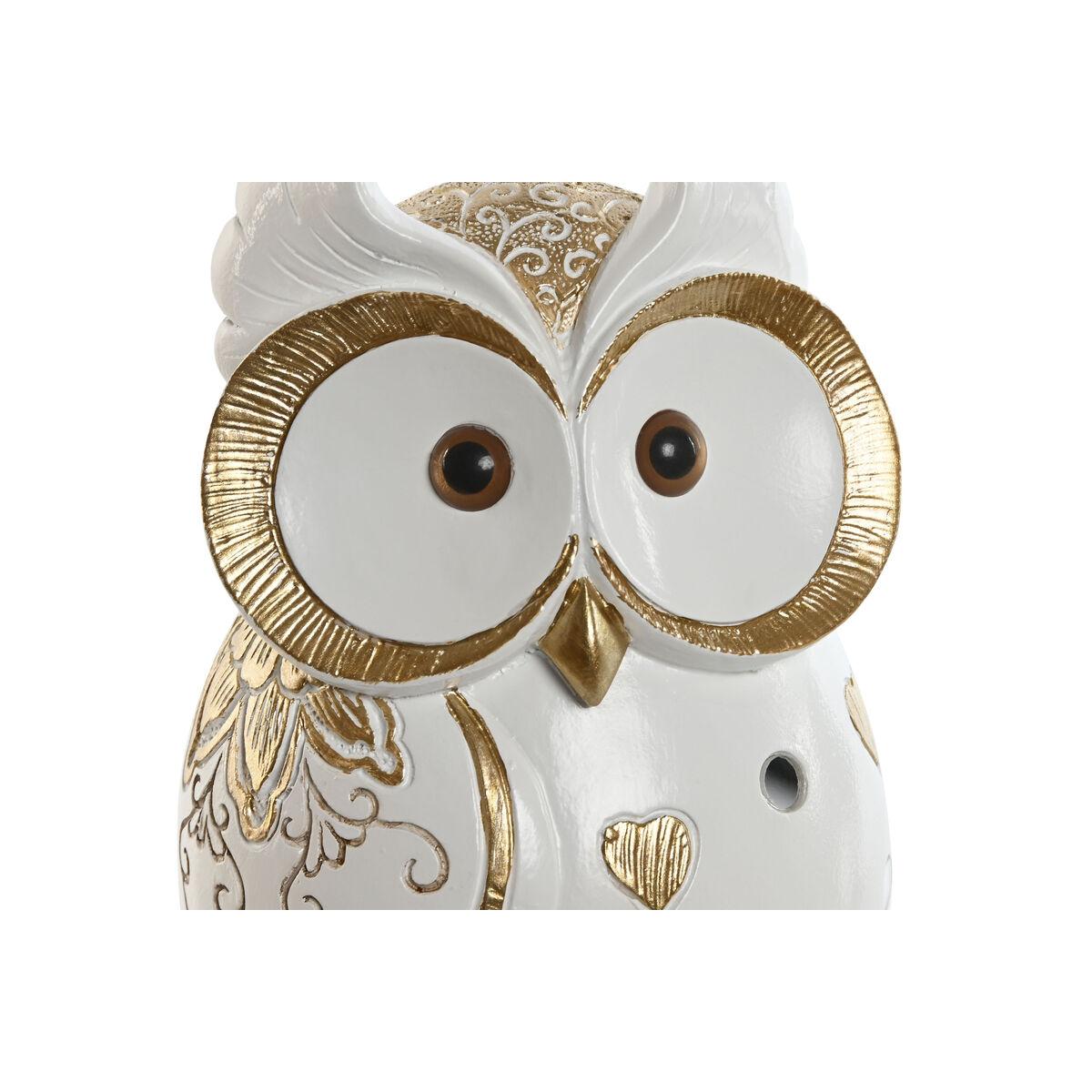 Figura Decorativa Home ESPRIT Blanco Dorado Búho Romántico 10 x 8 x 18 cm
