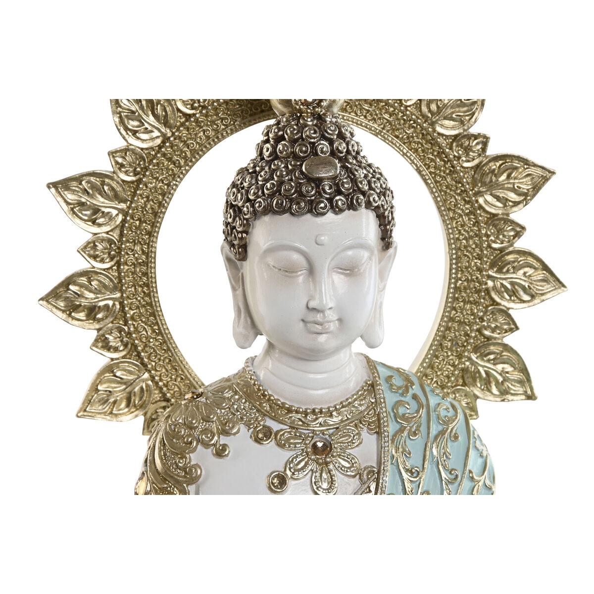 Figura Decorativa Home ESPRIT Turquesa Dorado Buda Oriental 21 x 12 x 33 cm