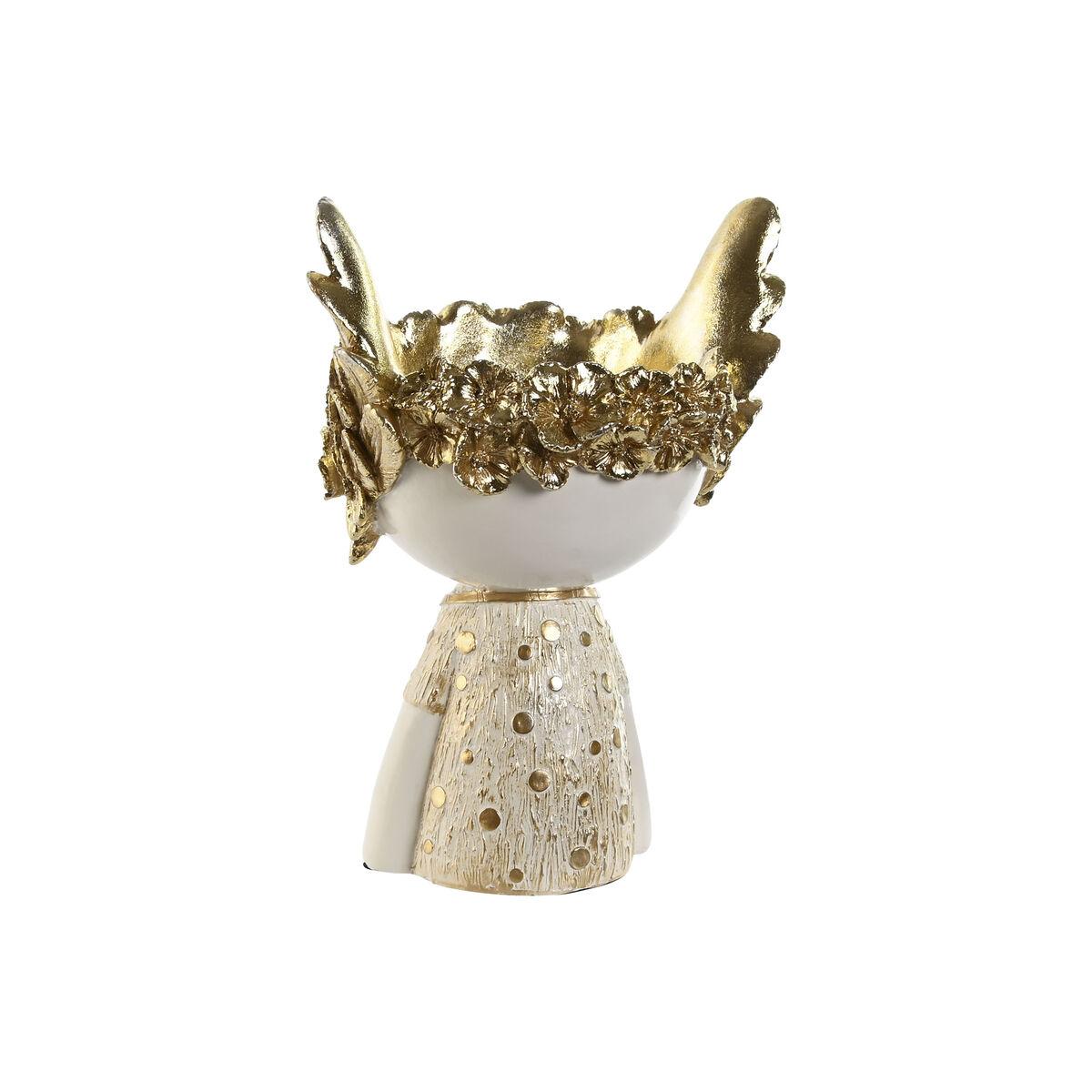 Figura Decorativa Home ESPRIT Blanco Dorado 18 x 14 x 25 cm