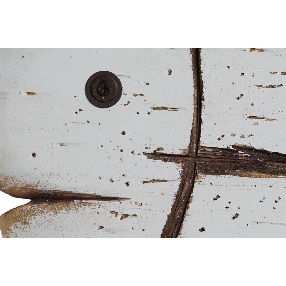 Figura Decorativa Home ESPRIT Blanco Natural Pez Acabado envejecido (2 Unidades)