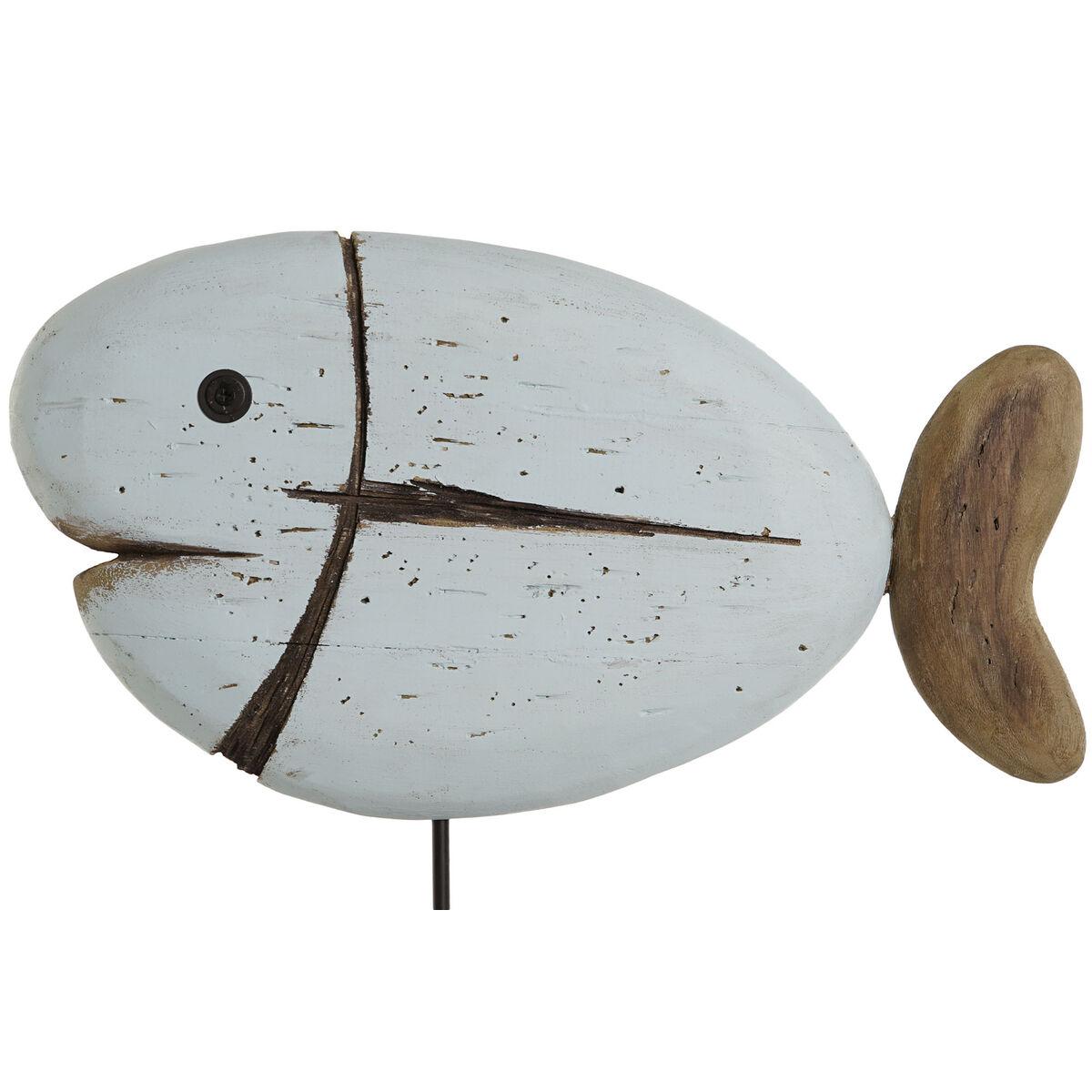 Figura Decorativa Home ESPRIT Blanco Natural Pez Acabado envejecido (2 Unidades)