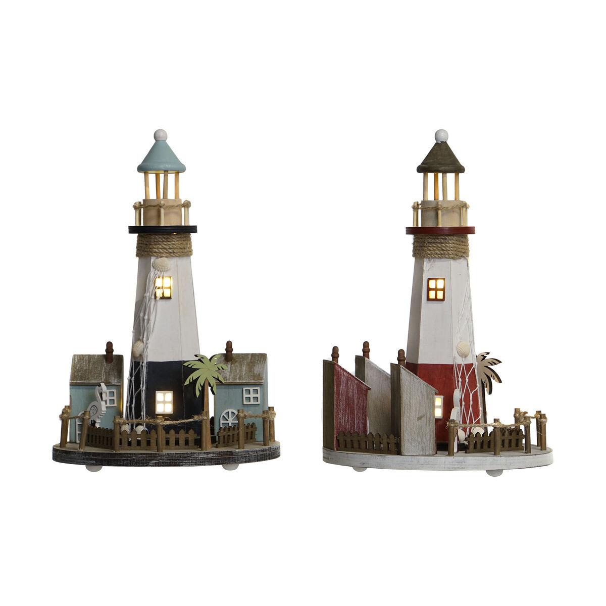 Decoración luminosa Home ESPRIT Madera Aluminio Faro 20 x 20 x 30,5 cm (2 Unidades)