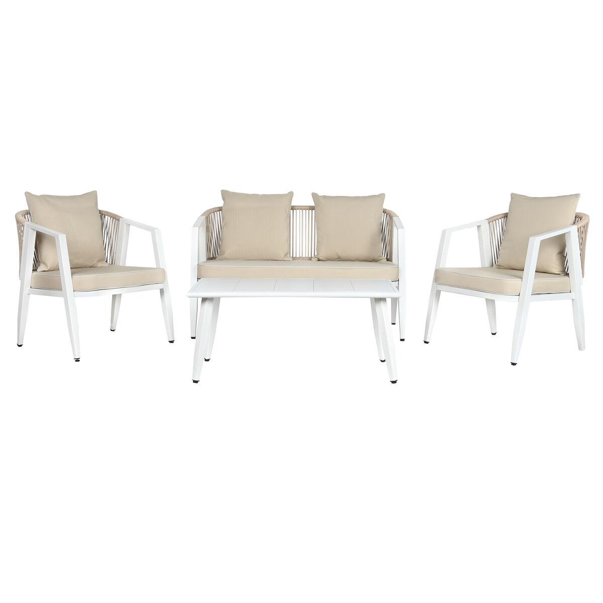 Muebles de Jardín Home ESPRIT Blanco Beige 123 x 66 x 72 cm 123 x 66 x 74 cm (4 Piezas)