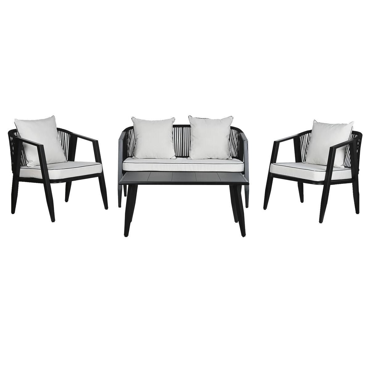 Muebles de Jardín Home ESPRIT Blanco Negro 123 x 66 x 72 cm 123 x 66 x 74 cm (4 Piezas)
