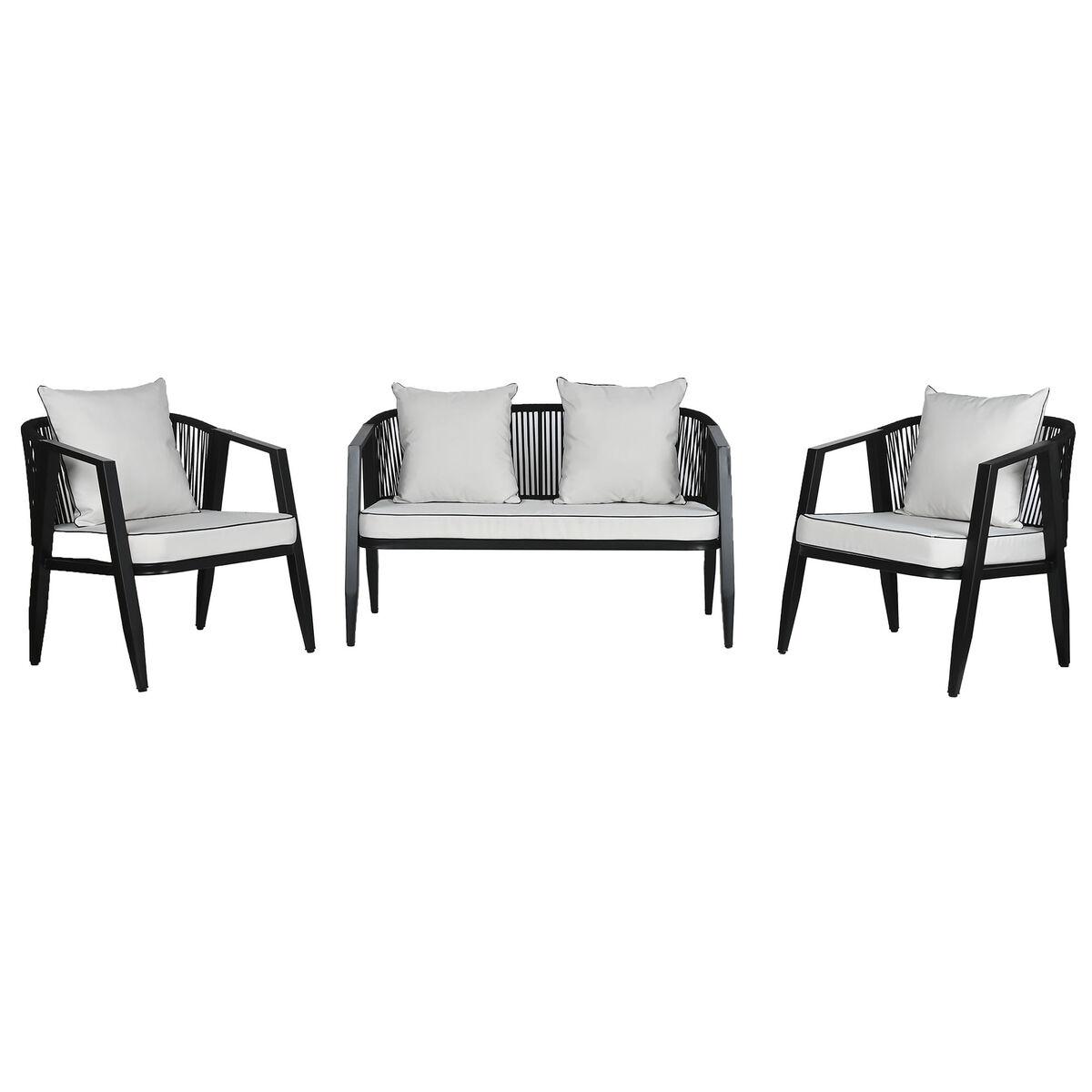 Muebles de Jardín Home ESPRIT Blanco Negro 123 x 66 x 72 cm 123 x 66 x 74 cm (4 Piezas)