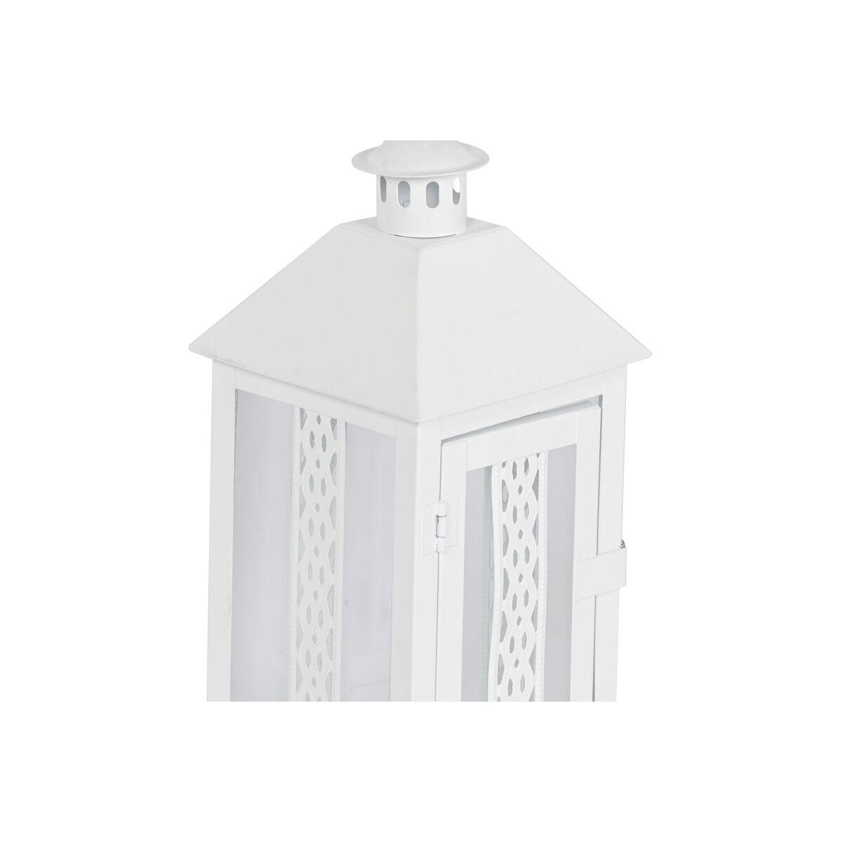 Farol Home ESPRIT Blanco Cristal Hierro Shabby Chic 20 x 20 x 55 cm (3 Piezas)