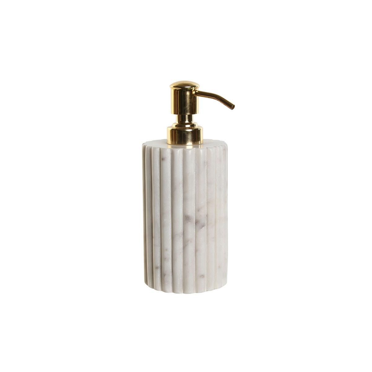 Dispensador de Jabón Home ESPRIT Blanco Dorado Metal Mármol 8 x 8 x 20 cm