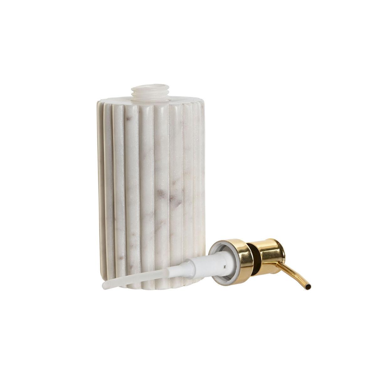 Dispensador de Jabón Home ESPRIT Blanco Dorado Metal Mármol 8 x 8 x 20 cm