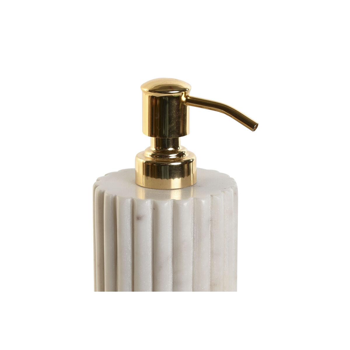Dispensador de Jabón Home ESPRIT Blanco Dorado Metal Mármol 8 x 8 x 20 cm