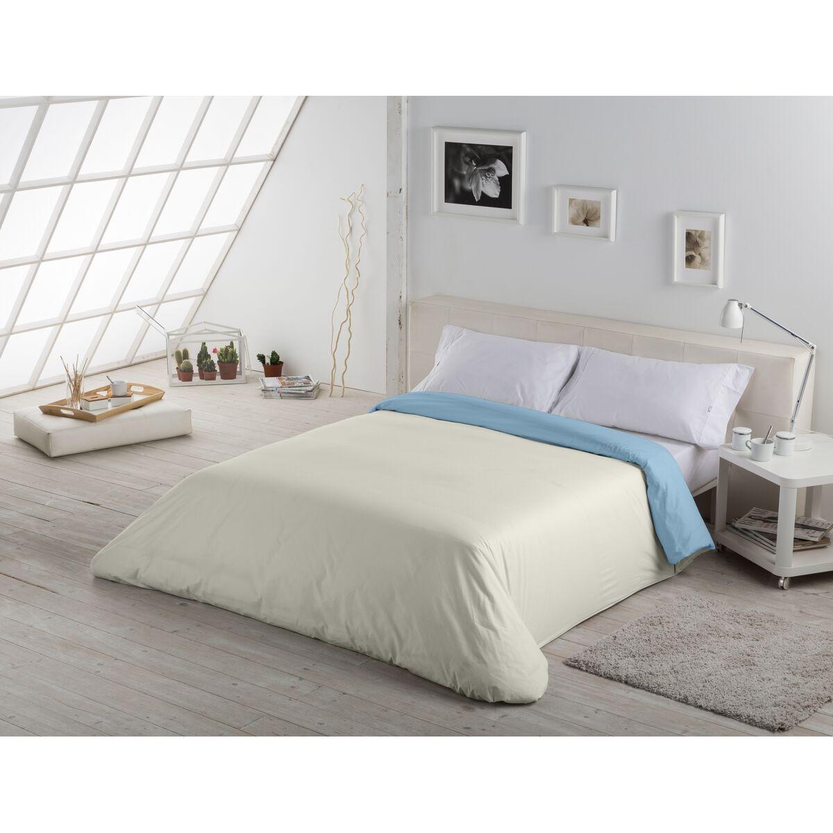 Funda Nórdica Alexandra House Living Crema Celeste 180 x 220 cm Reversible Bicolor