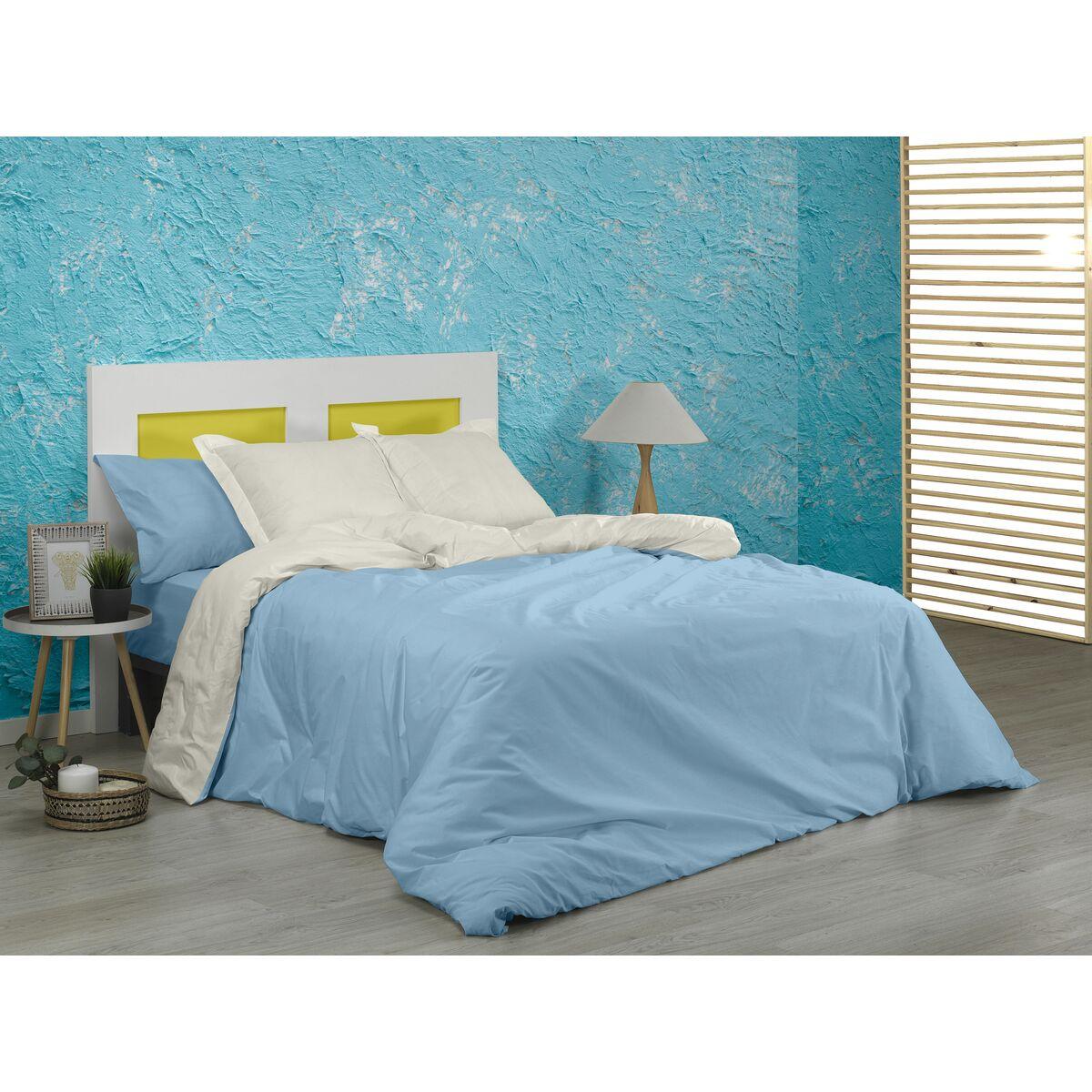 Funda Nórdica Alexandra House Living Crema Celeste 180 x 220 cm Reversible Bicolor