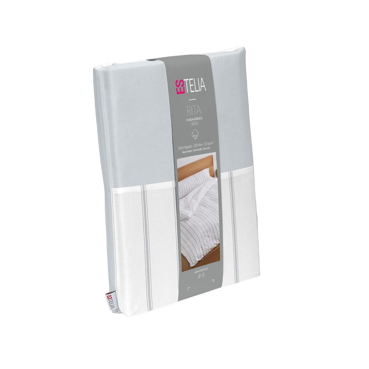 Juego de funda nórdica Alexandra House Living Rita Gris Perla Cama de 200 3 Piezas
