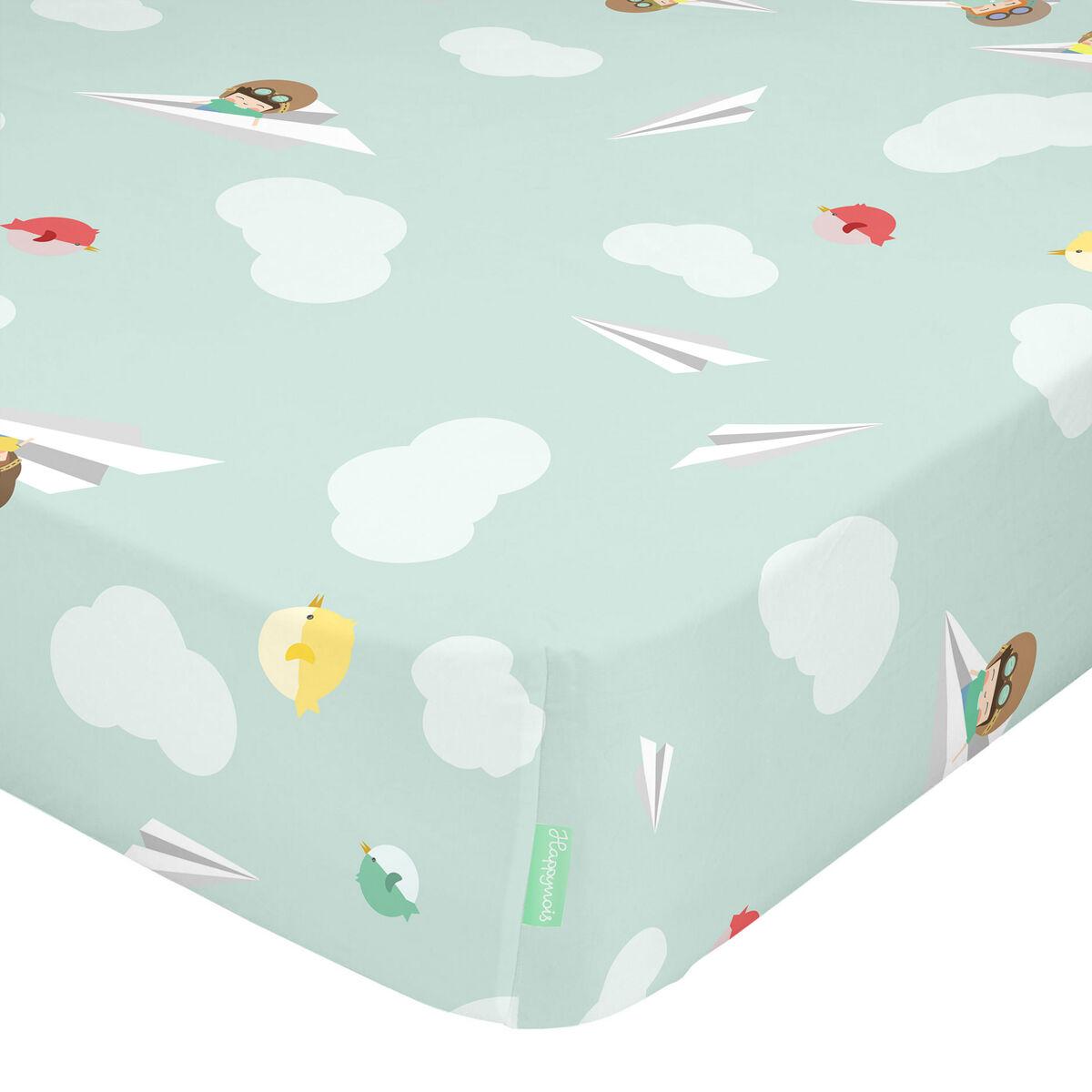 Sábana Bajera HappyFriday HAPPYNOIS Verde Multicolor 70 x 140 x 14 cm