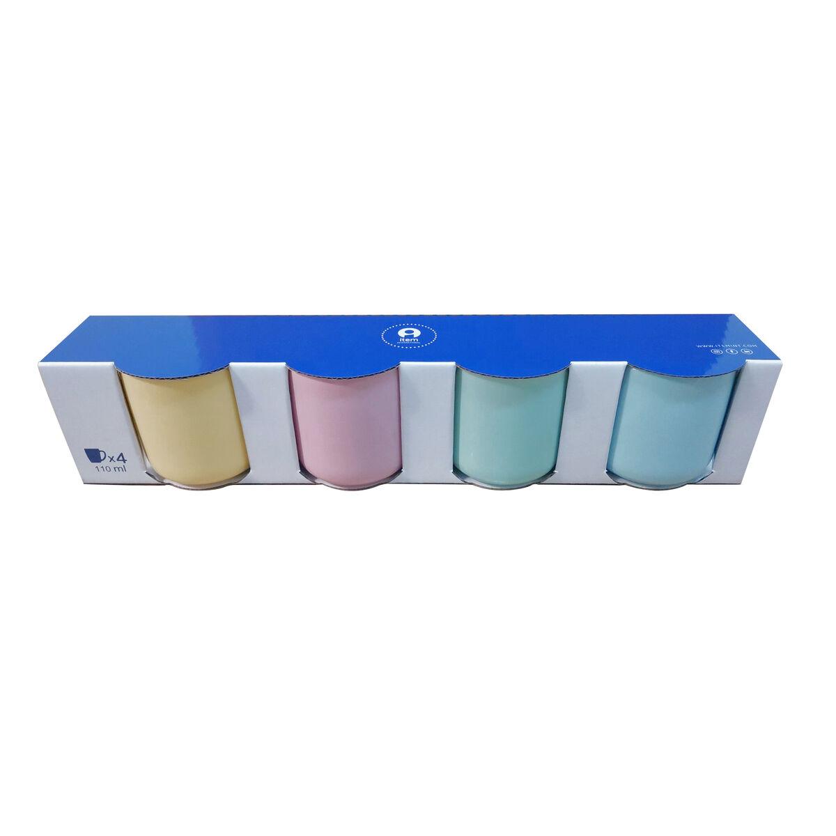 Juego de Tazas de Café Home ESPRIT Amarillo Azul Verde Rosa Porcelana 110 ml 4 Piezas