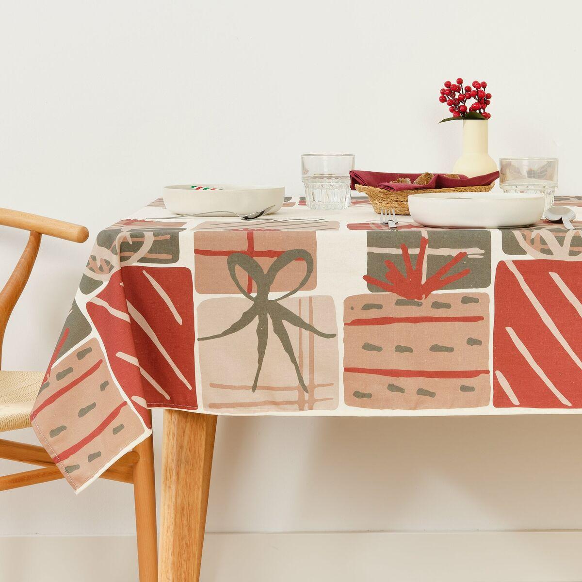 Mantel resinado antimanchas Belum Christmas Present  Blanco Rojo Verde 200 x 150 cm