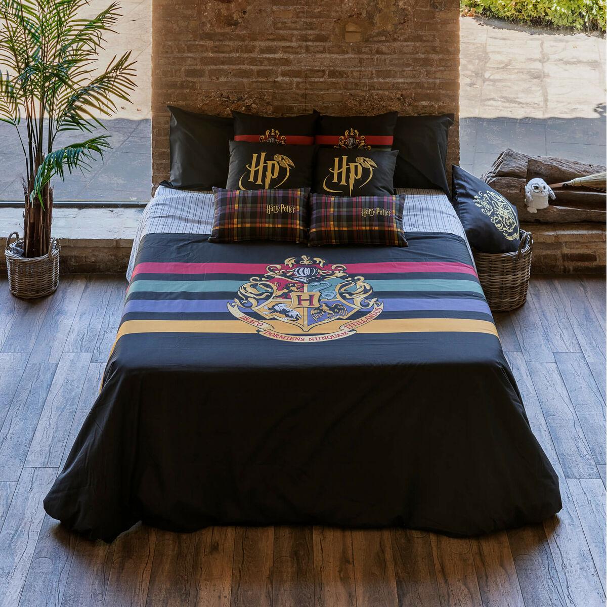 Funda Nórdica Harry Potter Hogwarts Negro Multicolor 175 Hilos 260 x 240 cm Cama de 180