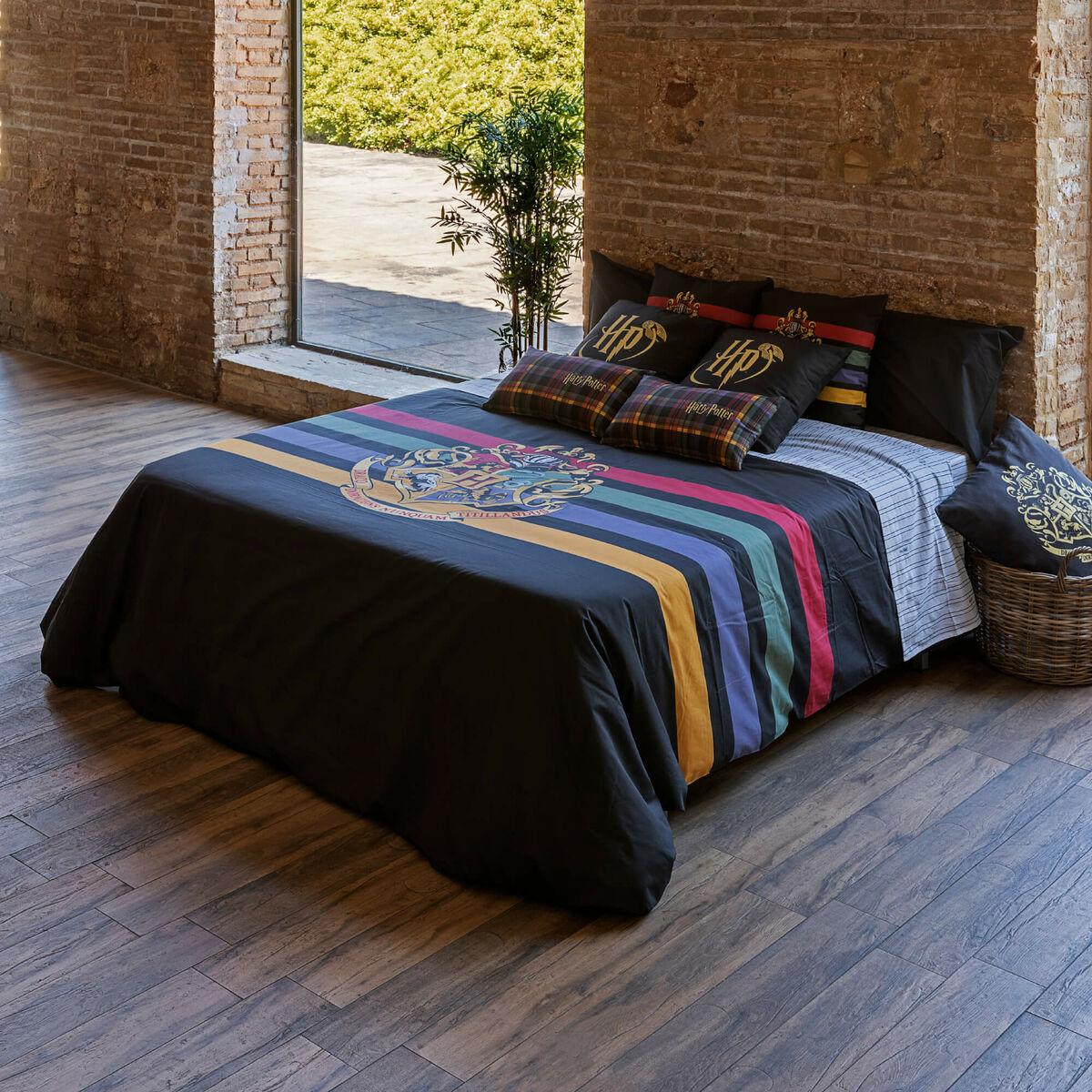 Funda Nórdica Harry Potter Hogwarts Negro Multicolor 175 Hilos 260 x 240 cm Cama de 180