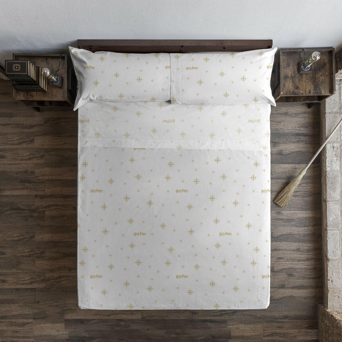 Juego de Sábanas Harry Potter Stars Gold Blanco Multicolor Cama de 150/160