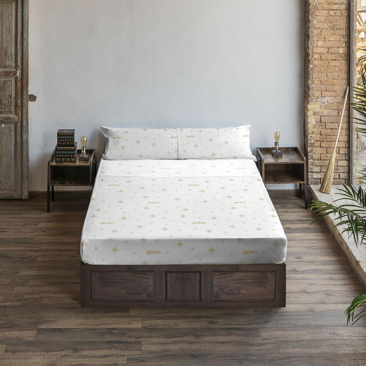 Juego de Sábanas Harry Potter Stars Gold Blanco Multicolor Cama de 150/160