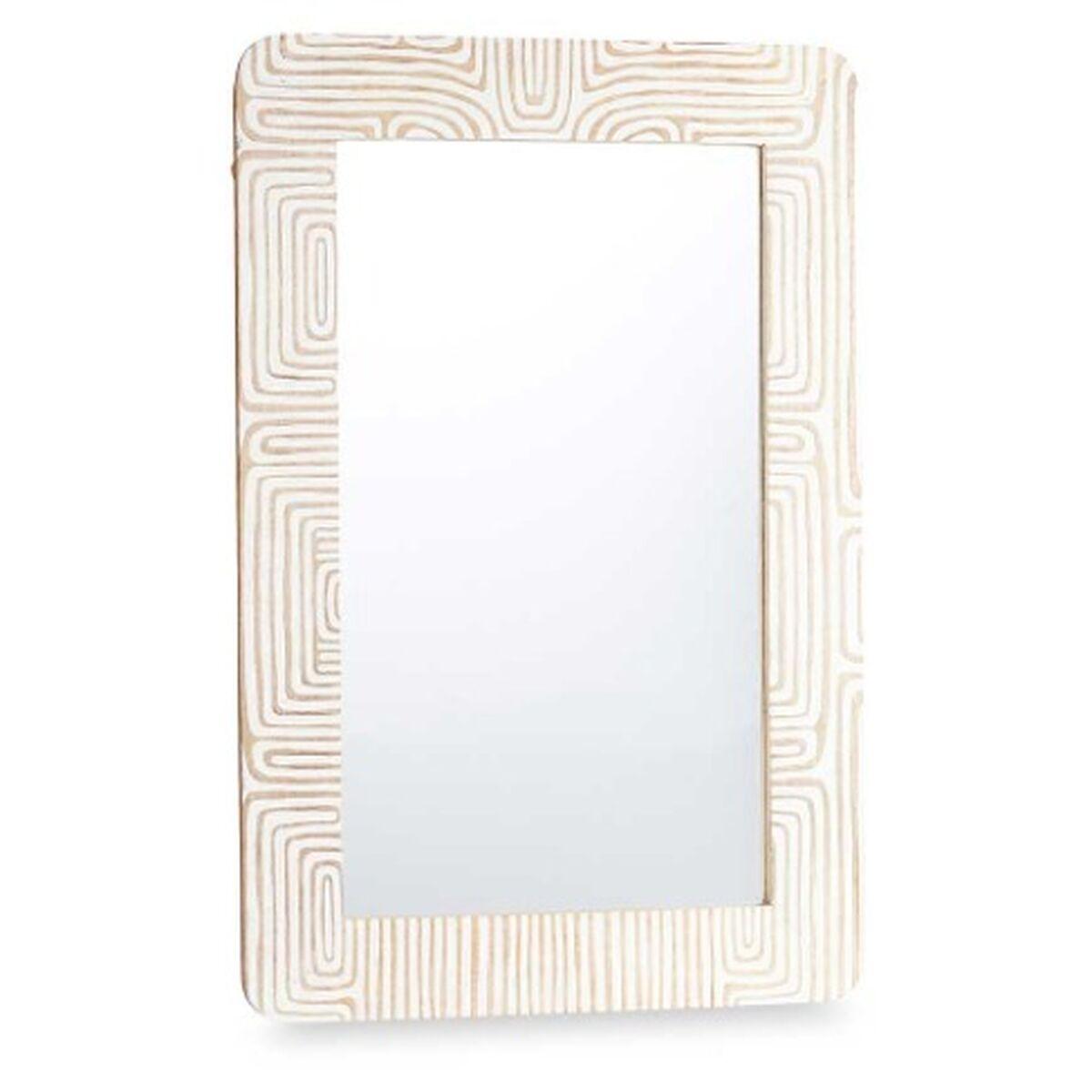 Espejo de pared 37 Blanco Marrón 90 x 60 x 2 cm Rectangular