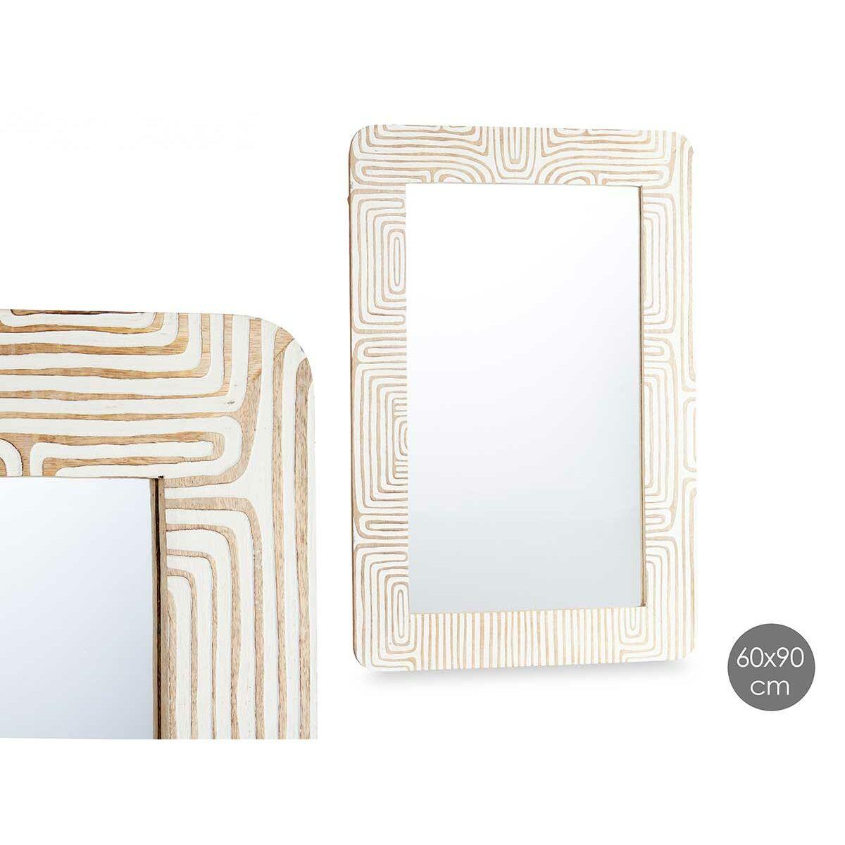 Espejo de pared 37 Blanco Marrón 90 x 60 x 2 cm Rectangular